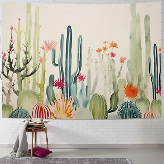 Fenyluxe Cactus Tapestry, Colorful Plant Herbs Botanical Tapestry Wall Hanging Nature Scenery Tapestries Art Print Mural for Bedroom Living Room Dorm Home Décor 40x30inch