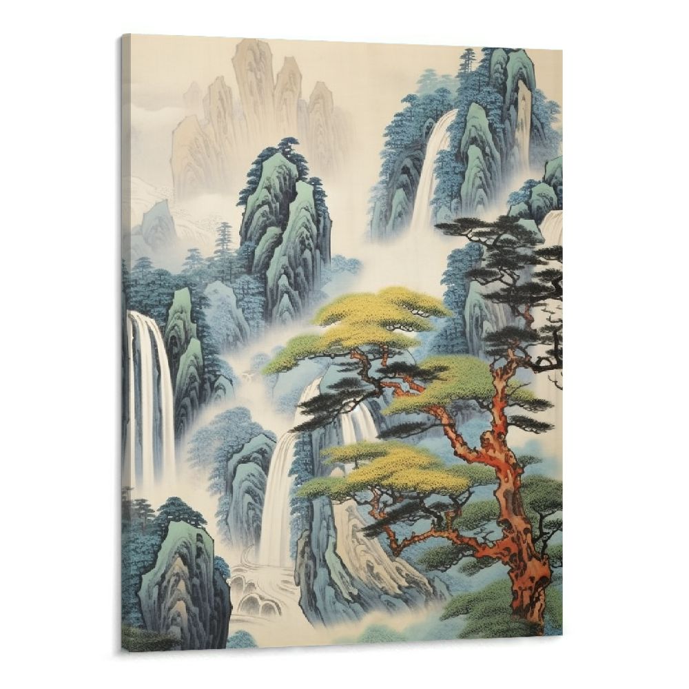 Fenyluxe Canvas Print Wall Art Watercolor Mountain Tree Forest Nature ...
