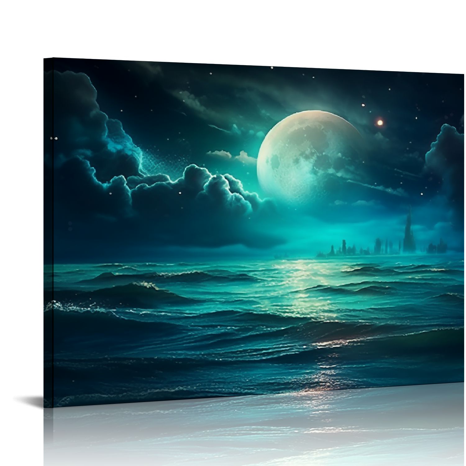 Fenyluxe Canvas Prints Wall Art Moon Sky Ocean Ready To Hang Room Home ...