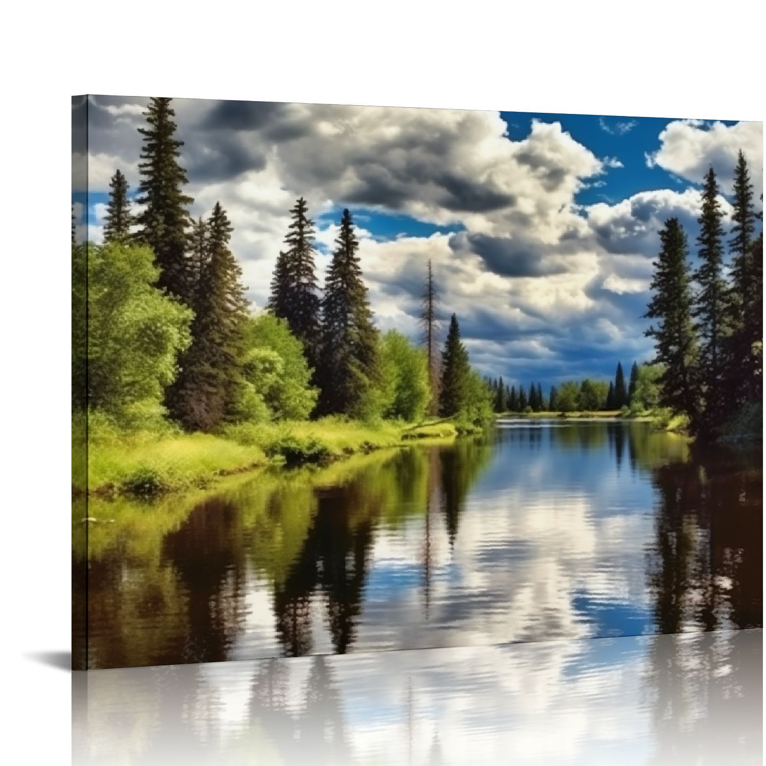 Fenyluxe Canvas Prints Wall Art Trees Clouds Lake Wall Decor for ...