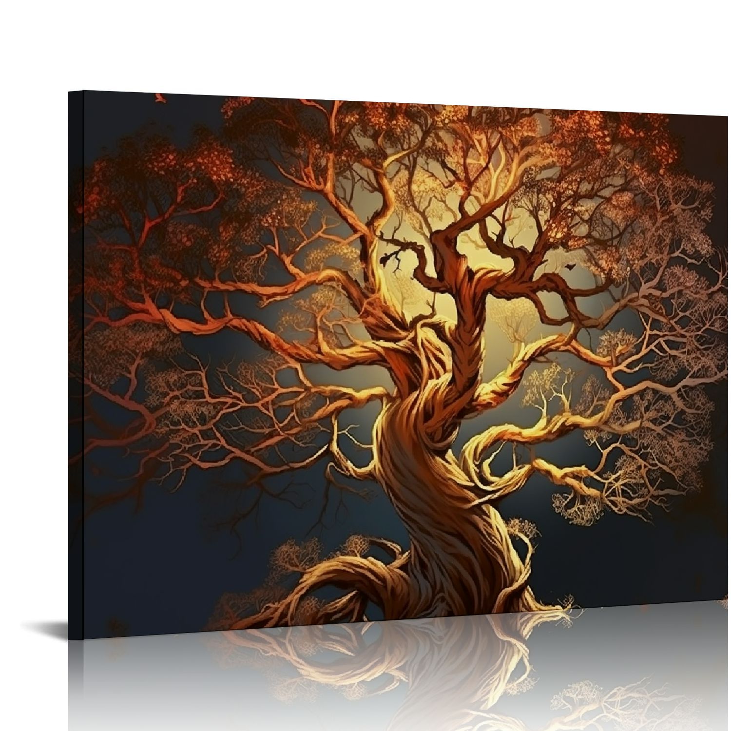 Tableau Encadré Tree Of Life – Rembrant 90x60cm – Impression Toile Premium – Bella And Home Decor