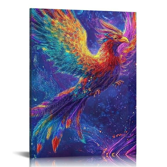 Fenyluxe Canvas Wall Art Decor, Firework phoenix, beautiful abstract firebird wall art, canvas print, Wall Art, Decor 12x16in