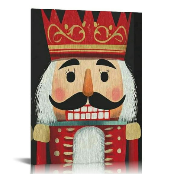 Fenyluxe  Canvas Wall Art Painting Colorful Christmas Nutcracker Cartoon Wooden Soldier Toy from The Home Decorative Artwork Prints 12x16in