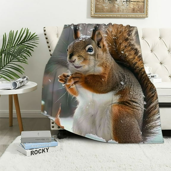 Fenyluxe Chipmunk Squirrel Blanket Chipmunk Gifts for Girls Women Throw Blanket for Kids Adults Soft Warm Cozy Blanket for Couch Sofa ​Bed White