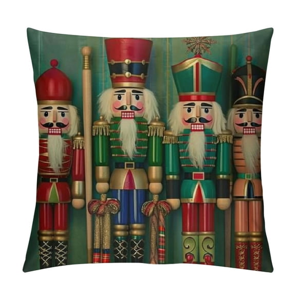 Fenyluxe Christmas Nutcracker Soldier Pillow Covers Sword Drum Pillowcase Throw Pillow Covers Decorative Square Pillow Cases Standard Size for Home Couch Sofa Bed Cushion Case