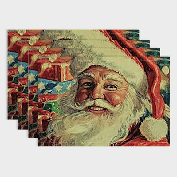 Fenyluxe Christmas Placemats Placemats for Christmas Party Decorations Placemats Pk 4 Santa 18x12in