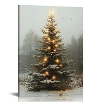 Fenyluxe Christmas Tree Snow Light Canvas Wall Art Home Decoration for Bathroom - Perfect Gift Idea for Home Décor 12x16in