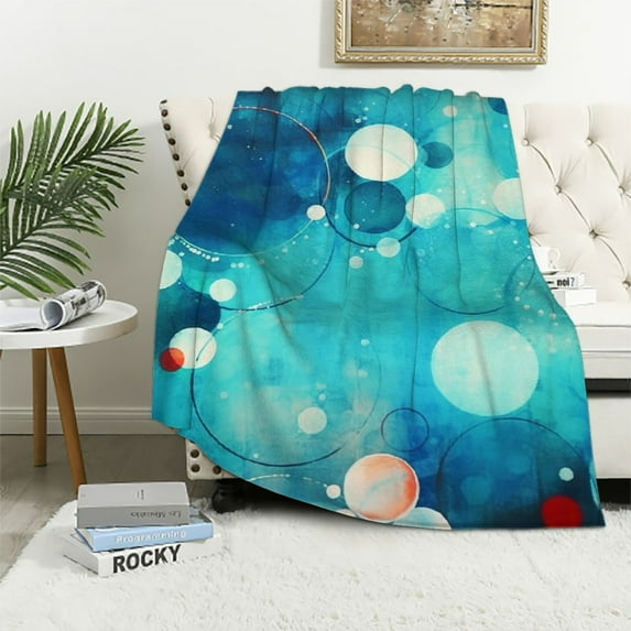Fenyluxe Circles Colors Abstract Painting Print Throw Blanket for Bed Couch Car Lightweight All Seasons Excellent Hand Feel Blanket 60x80in