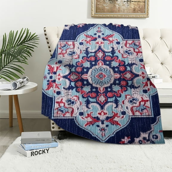 Fenyluxe Circular Design Print Throw Blanket for Bed Couch Car Kids Adults All Seasons Lightweight Blanket 40x50in