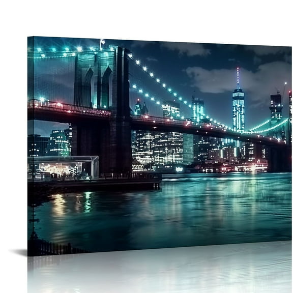 Fenyluxe City Lights Canvas Wall Art Decor for Home, Living Room, Bedroom, Office - Ready To Hang Modern Art Print On Canvas 16x12in