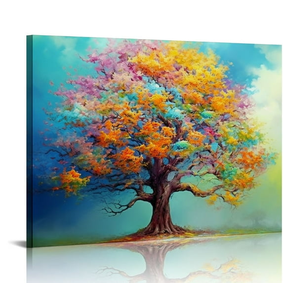 Fenyluxe Colorful Leaves Canvas Print Wall Decor Ready To Hang Home Art Decor Wall Art 20x16in