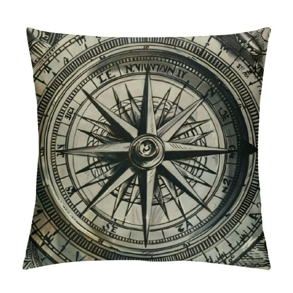 Fenyluxe Compass Rose Farmhouse Pillow Cover Home Decor Throw Pillow Case Cushion Cover for Sofa Couch