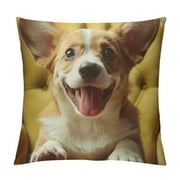 Fenyluxe Cute Corgi Print Throw Pillow Covers Decorative Pillow Cover Square Cushion Cases Soft Cushion Cover Throw Sofa Pillow Case for Home Decor Living Room Bed Couch Car