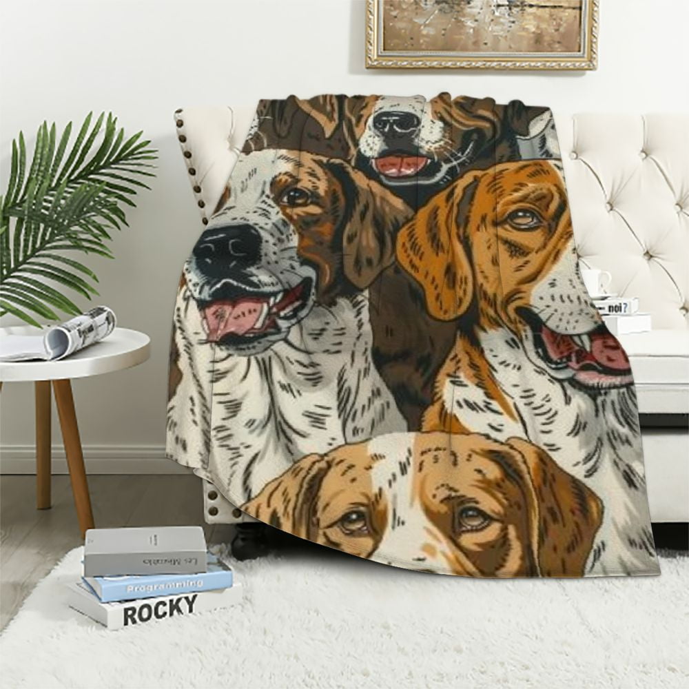 Fenyluxe Cute Kids Dogs Puppies Print Blanket Throw, Plush Flannel