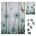Fenyluxe Dandelion Dragonflies Fence Wooden Jigsaw Puzzle for Adults