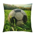 thumbnail image 1 of Fenyluxe Decorative Couch Throw Pillow Covers, Square Set Cushion Case, Soft Couch Pillow Covers - Green Grass Soccer 18x18in, 1 of 5