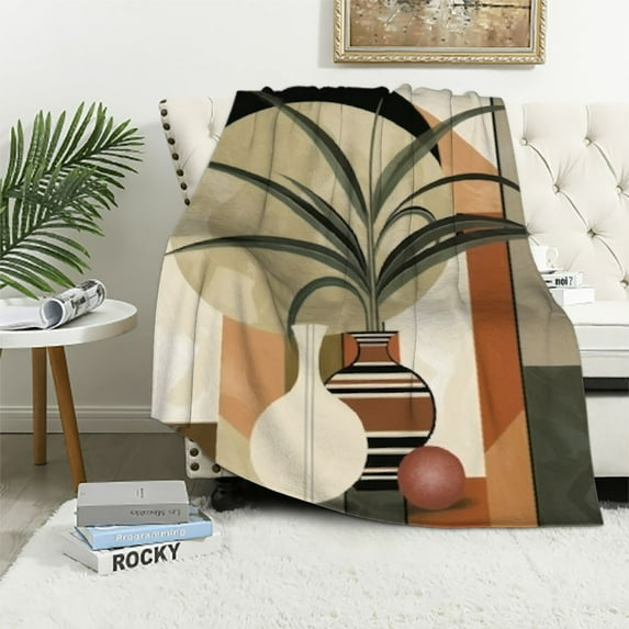 Fenyluxe Decorative Plants Throw Blanket for Couch Sofa Bed Office All Seasons Lightweight Flannel Blanket 3 Sizes 40x50in