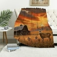 thumbnail image 1 of Fenyluxe Deer Field Sunset Flannel Throw Blanket for Couch Sofa Bed All Seasons Hand Feel 40x50in, 1 of 6