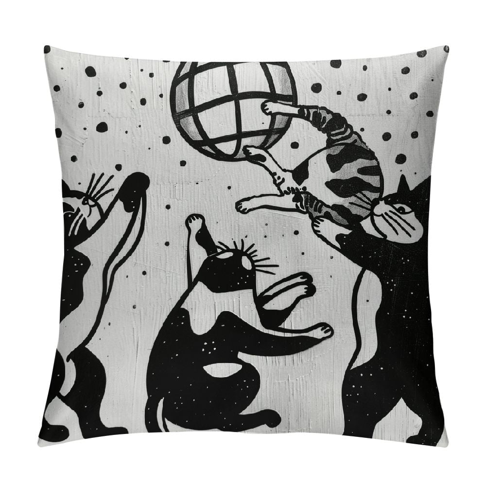 Fenyluxe Disco Dancing Cats Pillow Covers , Funny Cat Gifts, Cat Throw
