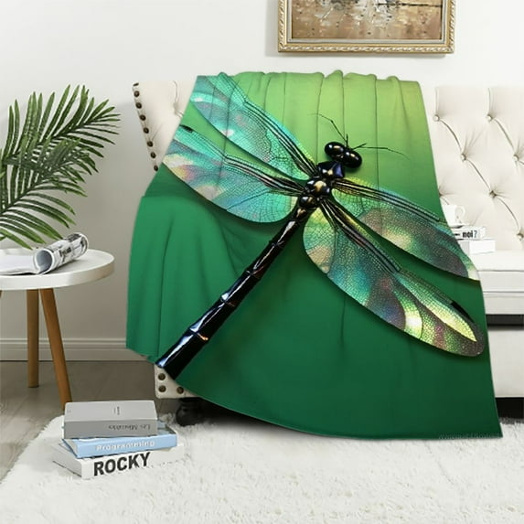 Fenyluxe Dragonfly Throw Blanket for Sofa Couch, All Seasons Comfortable Hand Feel Blanket, Versatile Gift for Cottagecore Room Decor 60x80in