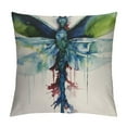 thumbnail image 1 of Fenyluxe  Dragonfly Throw Pillow Cover Decorative Cushion Animal Accent Pillow Case Print Pillowcase Car Bed Couch Bedroom Chair Beige Blue Green 22x22in, 1 of 5