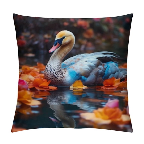 Fenyluxe Duck Pond Flowers Fashion Style Dirt-Resistant Throw Pillow Covers Printed on Both Sides 1PC Short Plush All-Year Applicable for Couch Sofa Bed Living Room Bedroom 20x20in