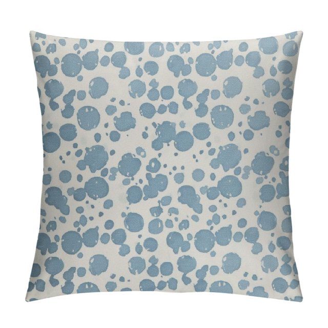 Fenyluxe Dusty Blue Cream Pillow Covers Boho Design Polka Dot Throw