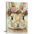 thumbnail image 1 of Fenyluxe Easter Rabbit with Floral Crown Canvas Wall Art Cute Bunny Poster Prints Lovely Animal Portrait Picture Artwork Garland Painting Room Nursery Bedroom Corridor Wall Decor 12x16in, 1 of 5