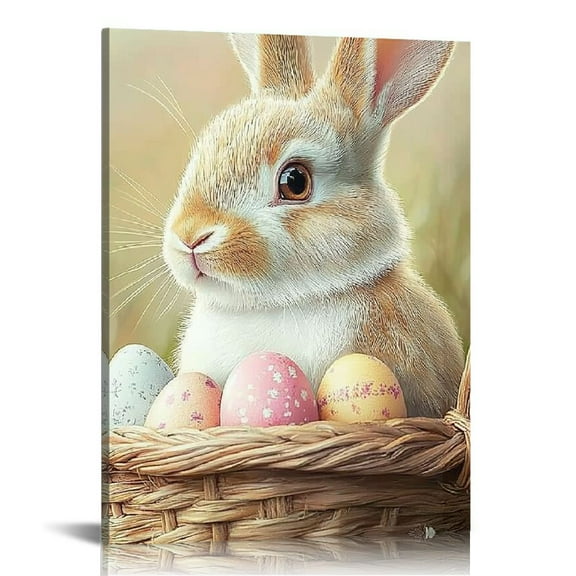 Fenyluxe  Easter eggs bunny wall decor canvas prints easter decorations bunny decoration home decor western art wall art trendy decor stylish wall decor easter wall painting 12x16in
