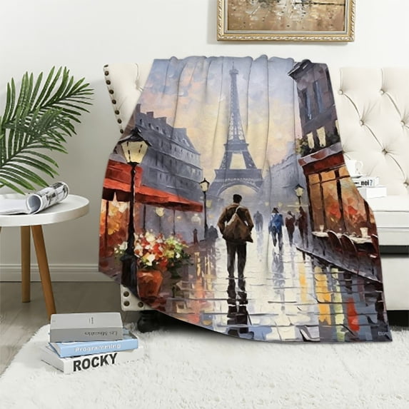 Fenyluxe Eiffel Tower Cozy Throw Blanket for Bedroom Living Rooms Sofa Couch All Seasons Soft Plush Blankets 60x80in