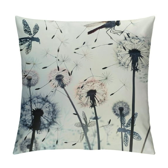 Fenyluxe Elegant Dragonfly Decorative Throw Pillow Covers Pillows Case Square Cushion CoverPillowcase for Sofa Couch Bedroom Patio 24x24in