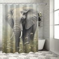 thumbnail image 1 of Fenyluxe Elephant Tusks Grass Flowers Print Shower Curtain with Hooks, Modern Bathroom Decor, Sustainable Polyester Fiber Fabric, Chic Design, Various Sizes 69x72, 1 of 7