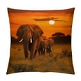 thumbnail image 1 of Fenyluxe Elephants Sunset Wildlife Pillow Covers for Couch Sofa Indoor Outdoor Home Decor Short Plush 1PC 12x12in, 1 of 5