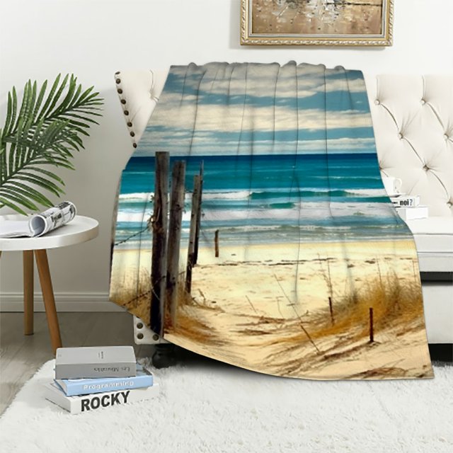 Fenyluxe Expressionism Beach View Ideal Comfy Throw Blanket Lightweight
