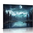 thumbnail image 1 of Fenyluxe Fall Decor Full Moon Lake Forest Canvas Prints Wall Art for Home Room Decor 16x12in, 1 of 6