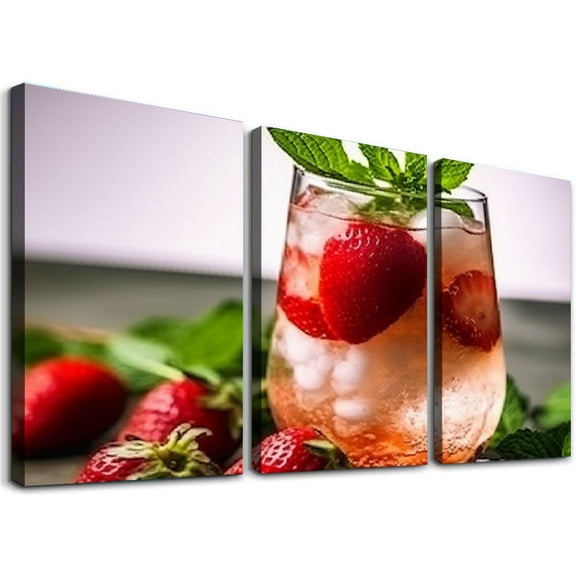 Fenyluxe Fall Decor Strawberry Wall Art Canvas 3 Piece Set for Living Room Wall Decor 12x16x3pcs