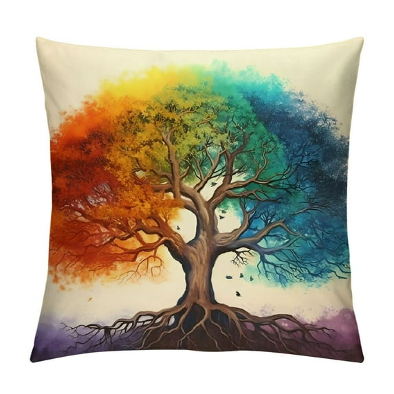 Fenyluxe Fall Decor Tree of Life Pillow Covers for Couch Sofa Indoor Outdoor - Stylish and Elegant Throw Pillow Cover 1PC 18x18in