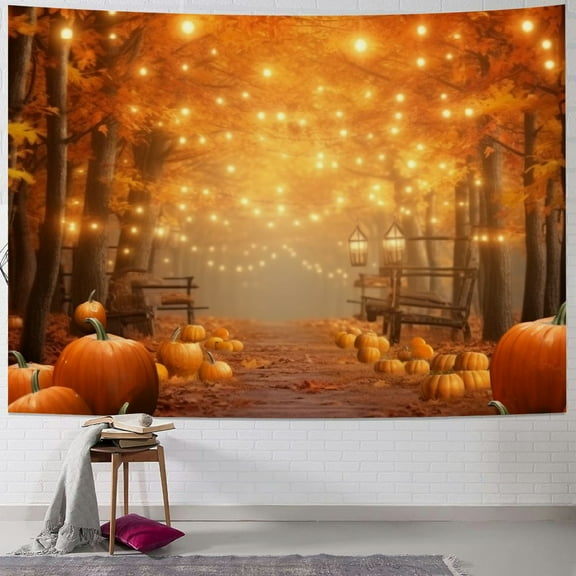Fenyluxe  Fall Photography Backdrop Thanksgiving Party Supplies Autumn Pumpkin Friendsgiving Background Decor 50x40inch