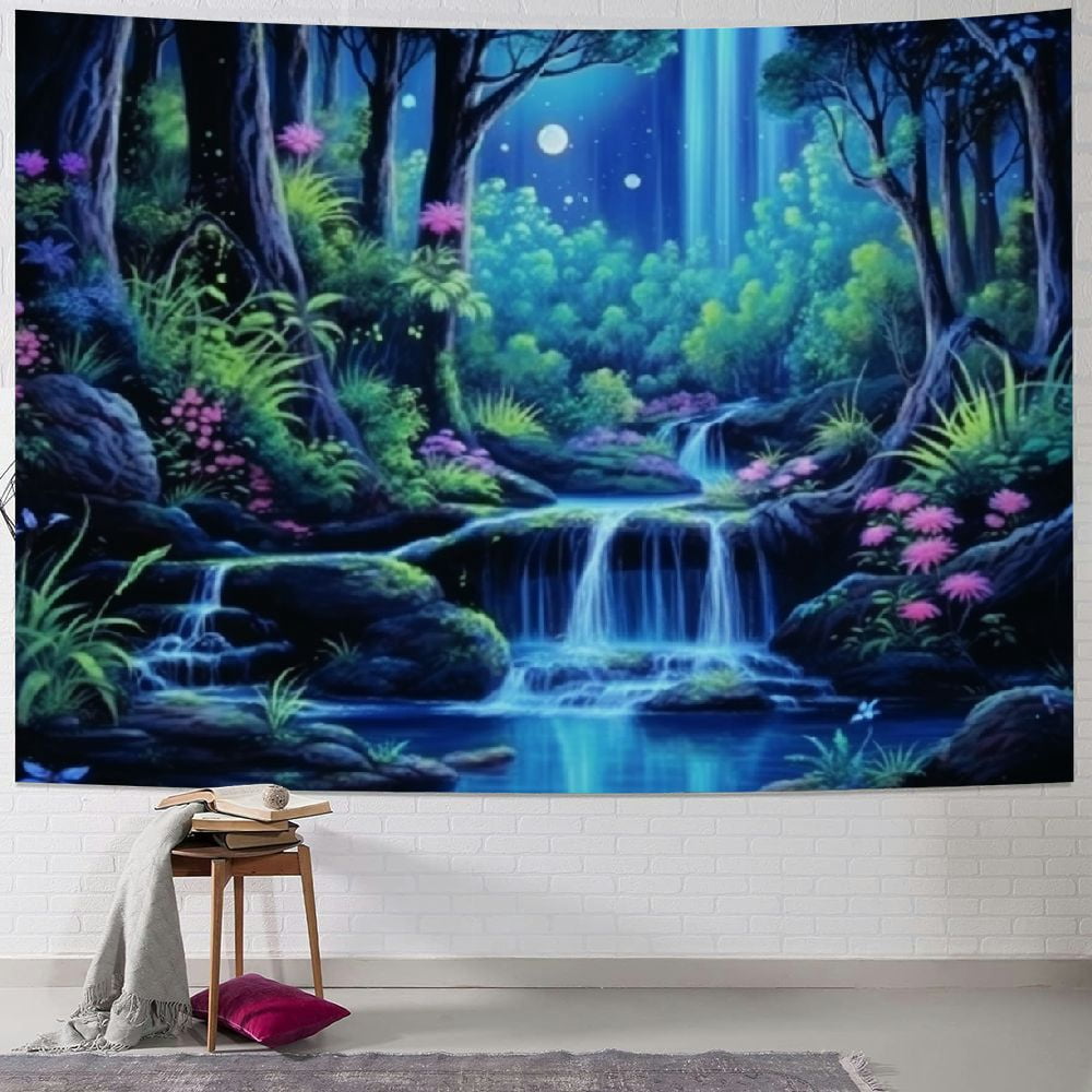 Fenyluxe Fantasy Forest Tapestry Aesthetic Moon Tapestry Neon Galaxy ...