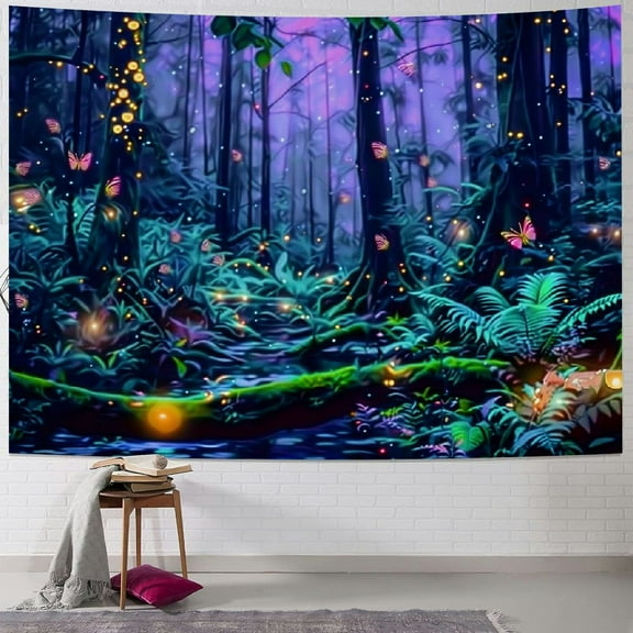 Fenyluxe  Fantasy Forest Tapestry Psychedelic Plant Tapestry Nature Tree Tapestry Misty Jungle Tapestry Mysterious Landscape Tapestry Wall Hanging for Bedroom Living Room 40x30inch