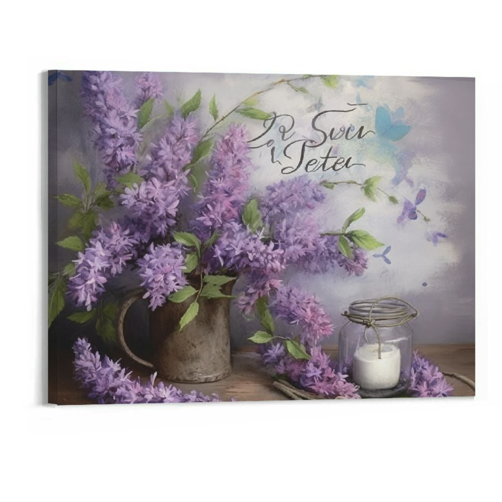 Fenyluxe Farmhouse Lavender Bathroom Wall Art Just Breathe Purple