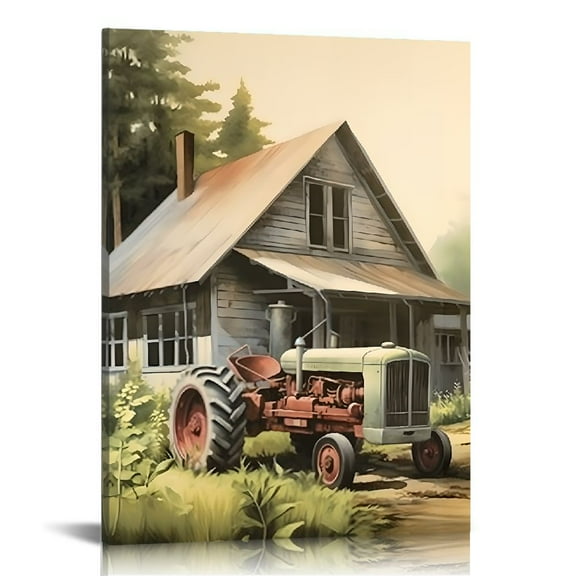 Fenyluxe Farmhouse Tractor Barn Canvas Art Modern Prints Wall Decor Home Decoration for Living Room Bathroom Bedroom Office 12x16in