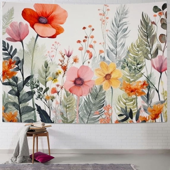 Fenyluxe  Floral Tapestry, Flower Tapestry Wall Hanging Plant Tapestry, Colorful Wildflower Nature Wall Tapestry Botanical Herbs Vintage Tapestry for Bedroom Living Room Dorm 40x60inch