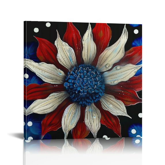 Fenyluxe Flower Americana Canvas Prints Wall Art Decor Ready To Hang - Home Room Decoration 12x12in