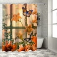 thumbnail image 1 of Fenyluxe Flower Butterfly Shower Curtain Orange Floral Dream Spring Blossom Plant Beautiful Animal Butterflies Wings Nature Garden Scenery Home Decor Fabric Bathroom Set with Hooks 36x72, 1 of 7