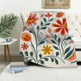 thumbnail image 1 of Fenyluxe Flower Leaves White Background Flannel Throw Blanket for Couch Sofa Bed All Seasons Decor 50x60in, 1 of 6