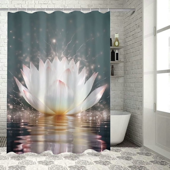 Fenyluxe Flower Light Reflection Pretty Shower Curtain Bathroom Decor Washable Curtain with Hooks, Sustainable Polyester Fiber Home Bathtubs Decoration 69x72