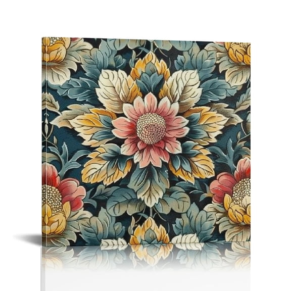 Fenyluxe Flower Pattern Wallpaper Canvas Print Art Modern for Living Room Décor 12x12in