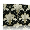 thumbnail image 1 of Fenyluxe Flowers Black and Gold Wallpaper Art Modern Canvas Prints Wall Art Decor Ready to Hang Home Room 16x12in, 1 of 6
