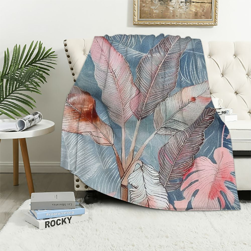 Fenyluxe Flowers Foliage Lace Gifts Super Soft Flannel Blanket for Bed